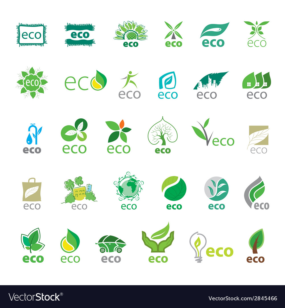 Biggest Collection Logos Eco Royalty Free Vector Image