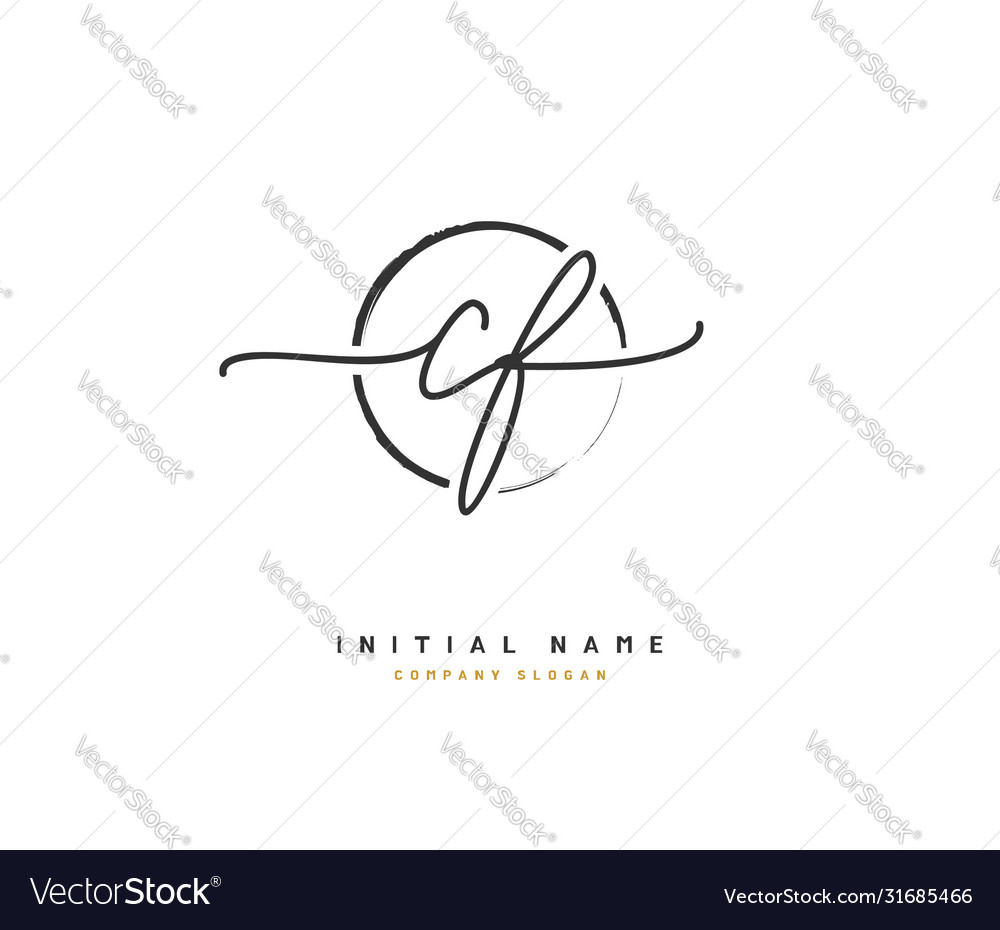 C F Cf Beauty Initial Logo Handwriting Royalty Free Vector