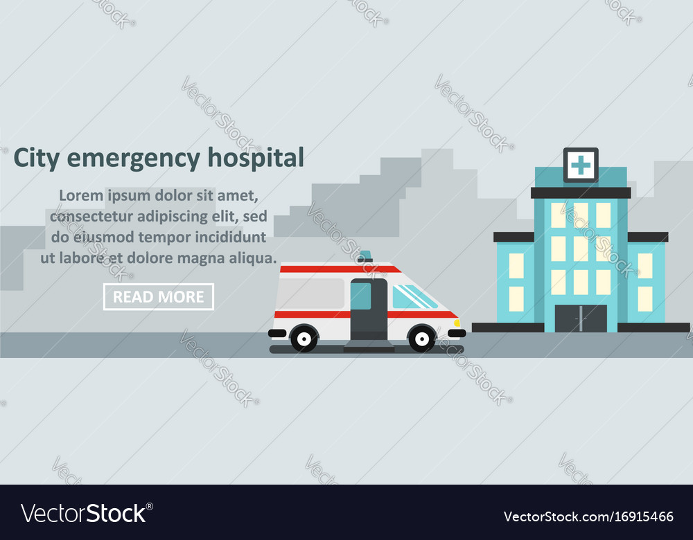 City Emergency Hospital Banner Horizontal Concept Vector Image