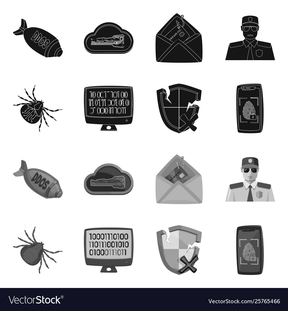 Isolated object virus and secure sign vector image Isolated object virus and secure sign