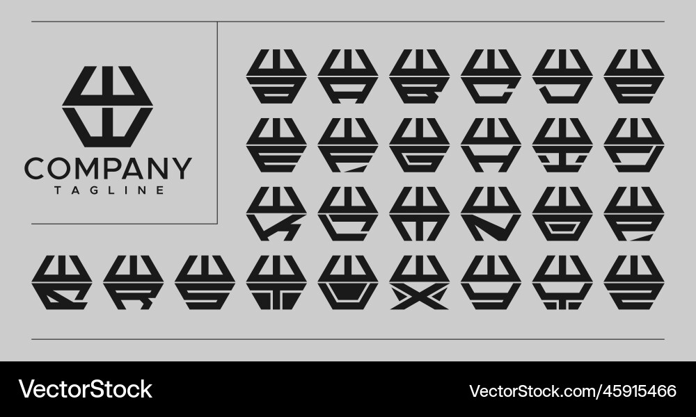 Modern line hexagon letter ww w logo design Vector Image