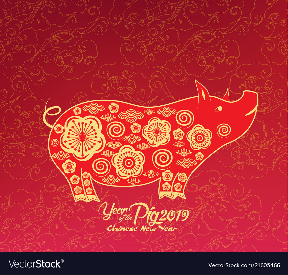 Oriental chinese new year 2019 background vector image Oriental chinese new year 2019 background