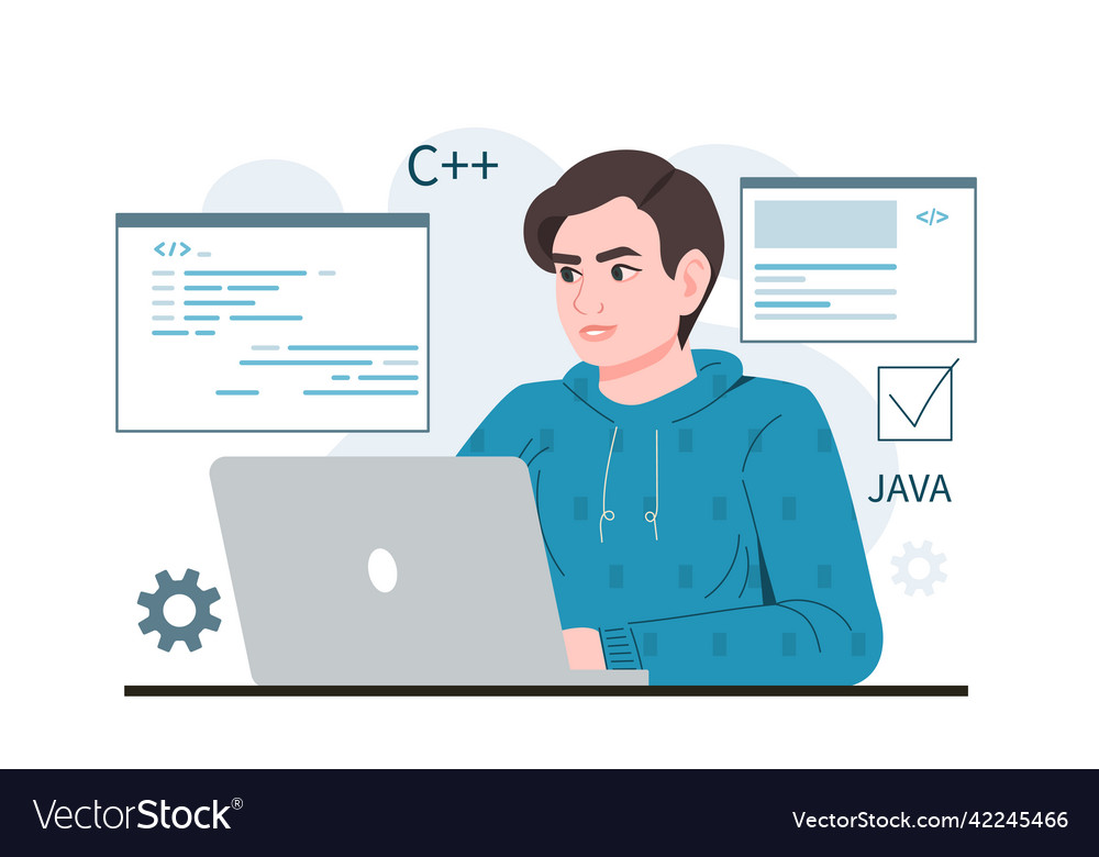 Programmer with laptop vector image Programmer with laptop