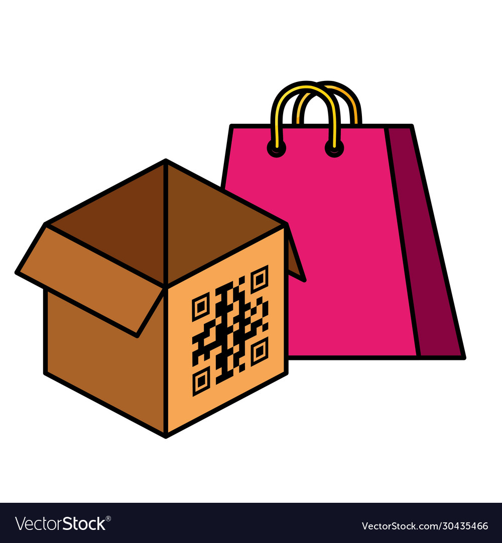 Qr code over box and bag design