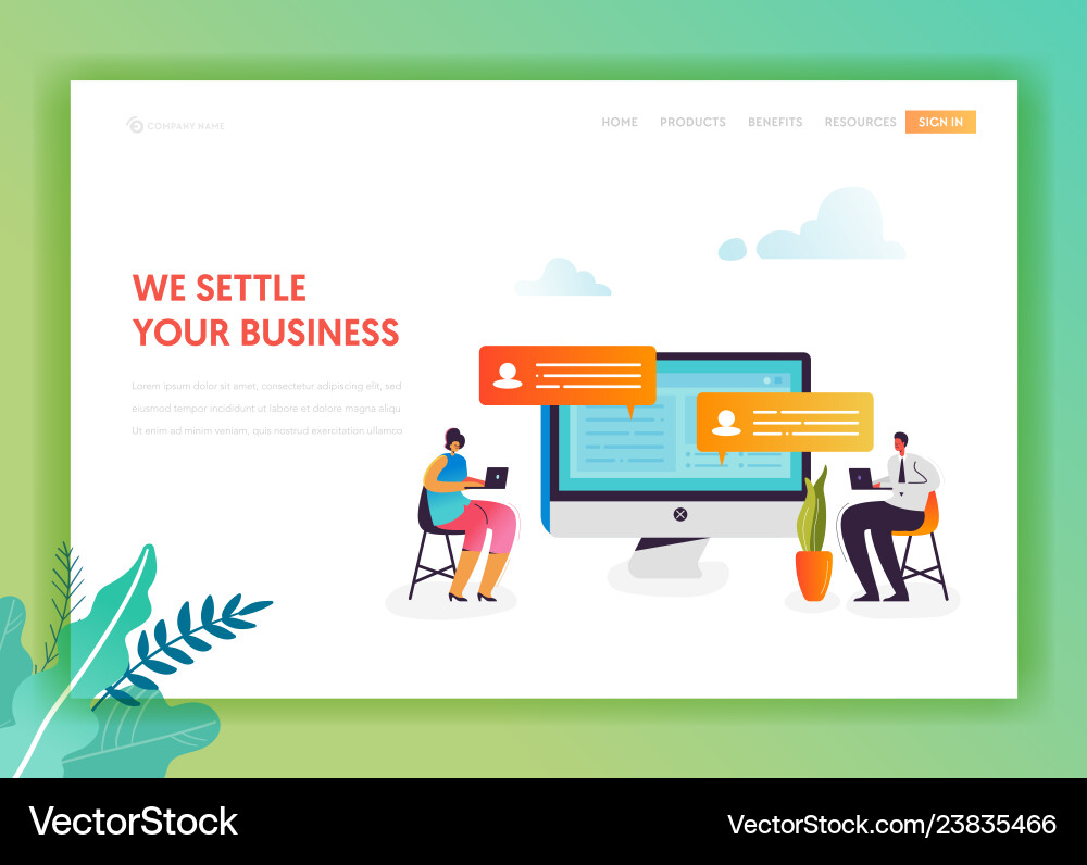 Social Media Networking Landing Page Template Vector Image