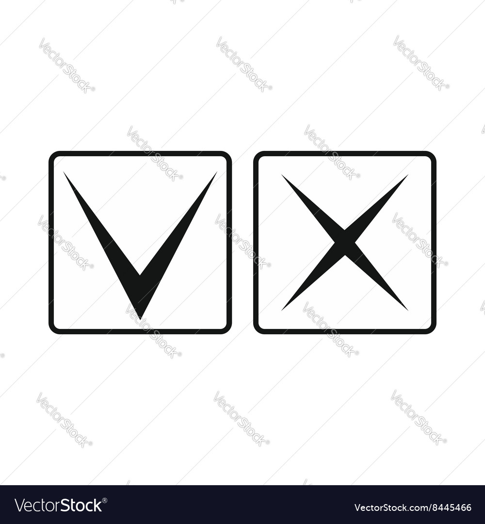 Tick and cross icon simple style Royalty Free Vector Image