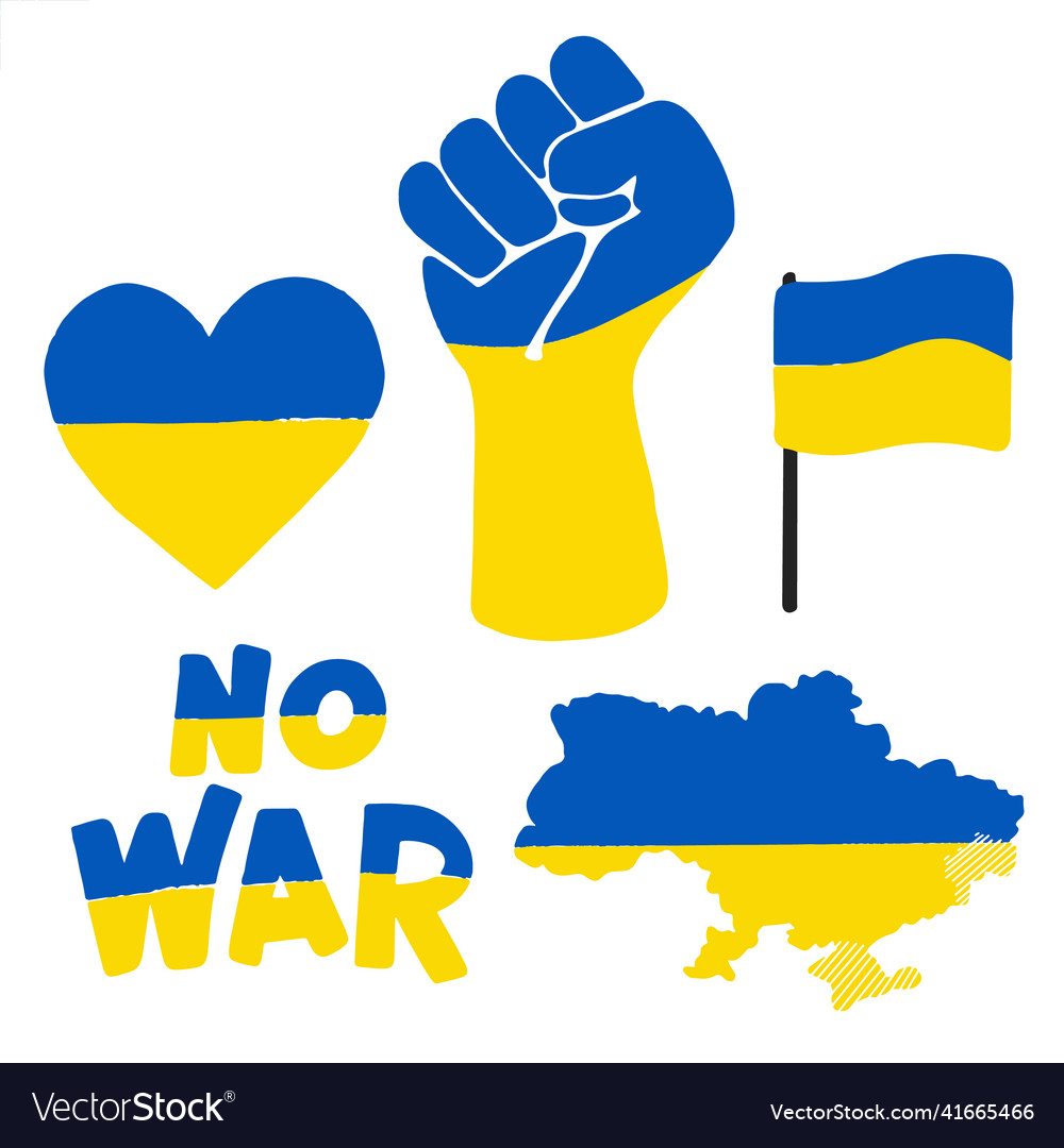 Ukraine war icon set hand drawn Royalty Free Vector Image