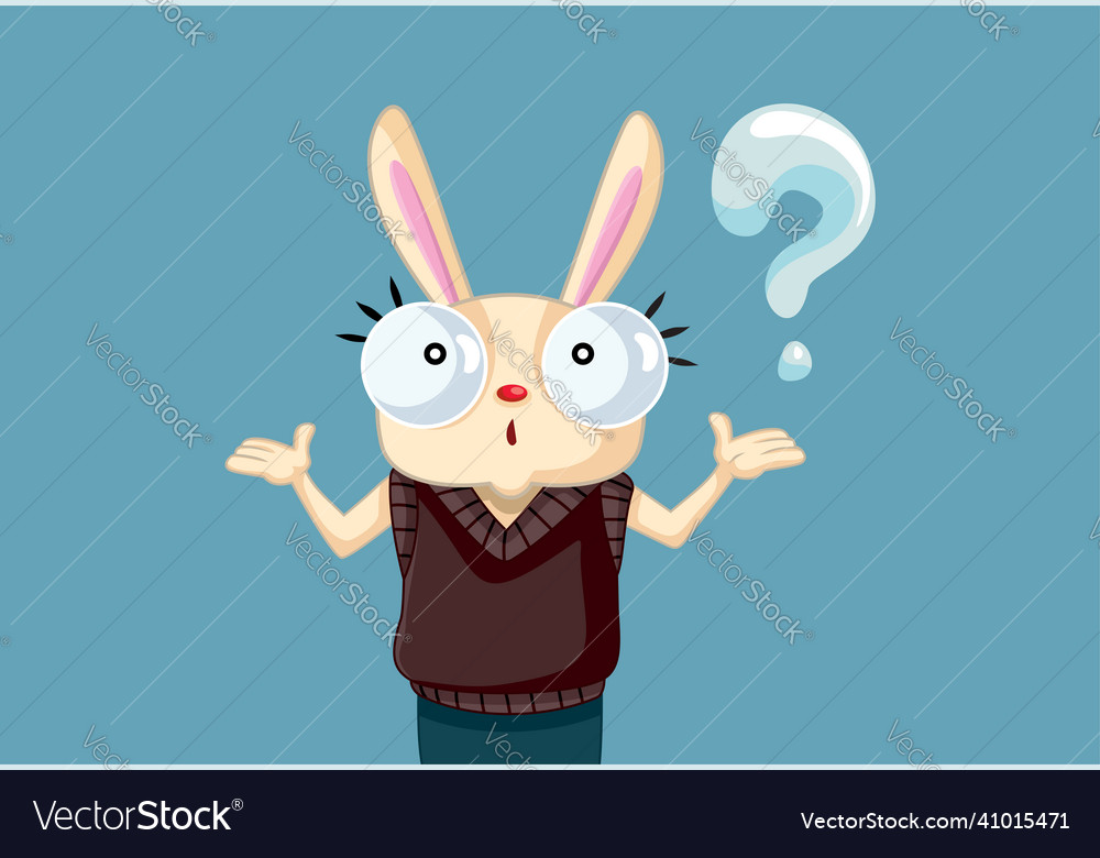 Bunny shrugging having questions cartoon vector image Bunny shrugging having questions cartoon