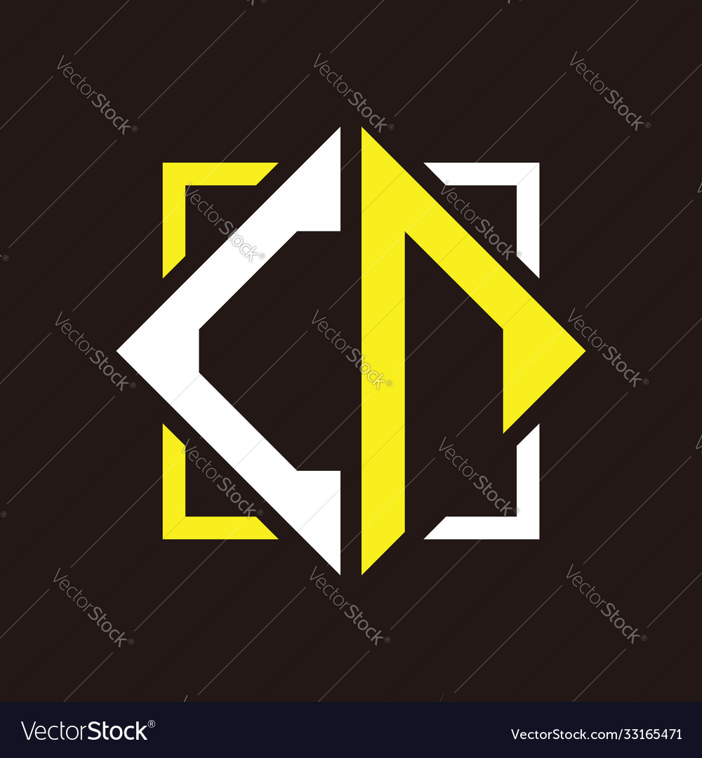 C n initials quadrangle monogram with square