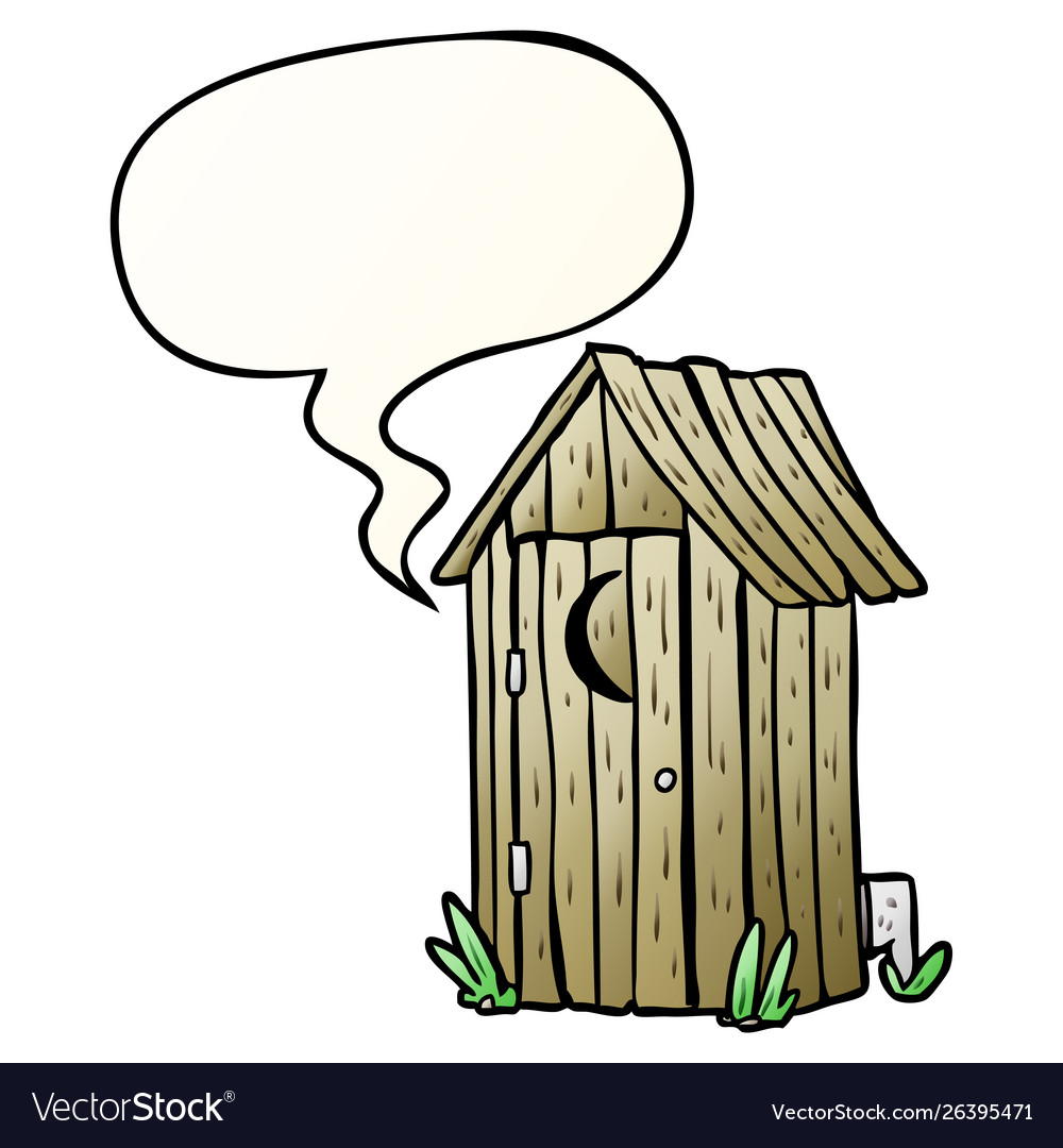 Cartoon traditionelle Outdoor-Toilette und glühend