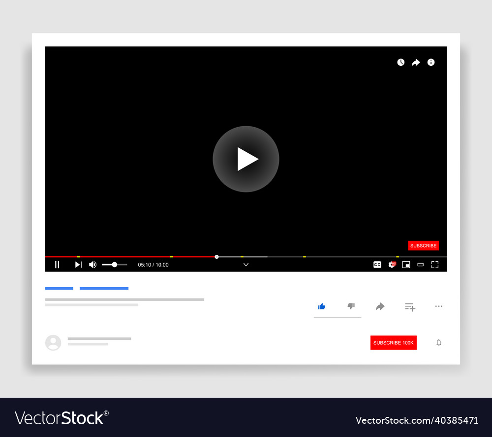 Desktop web video player vector image Desktop web video player