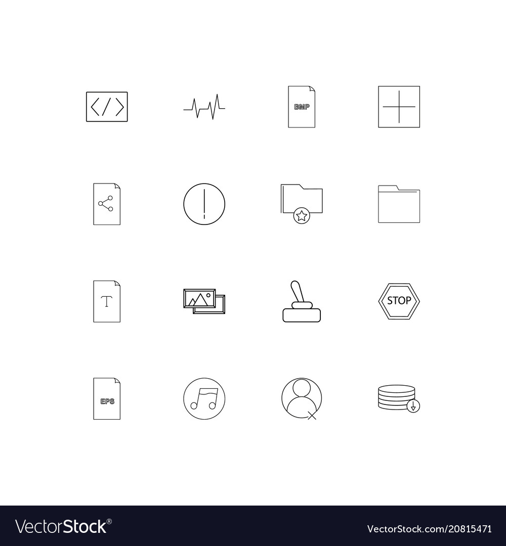 Files and folders sign linear thin icons set