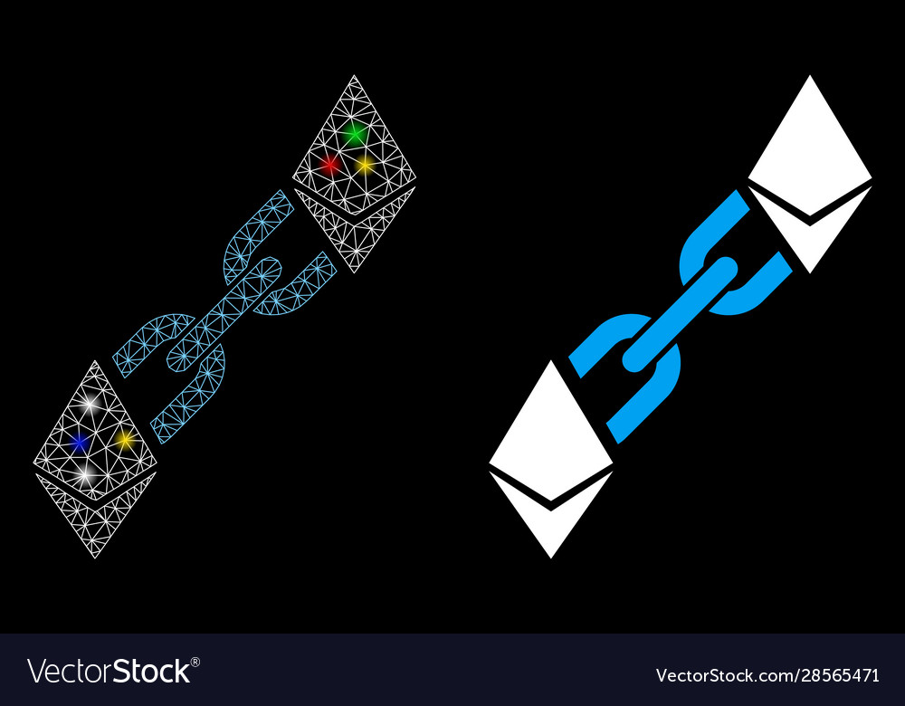 Flare mesh network ethereum blockchain icon vector image Flare mesh network ethereum blockchain icon