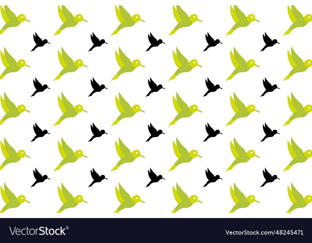 Flat humming bird pattern background vector image Flat humming bird pattern background