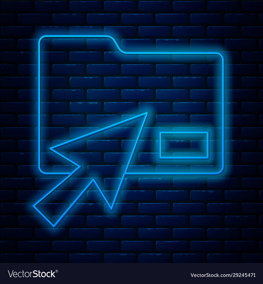 Glowing neon line cursor click document folder
