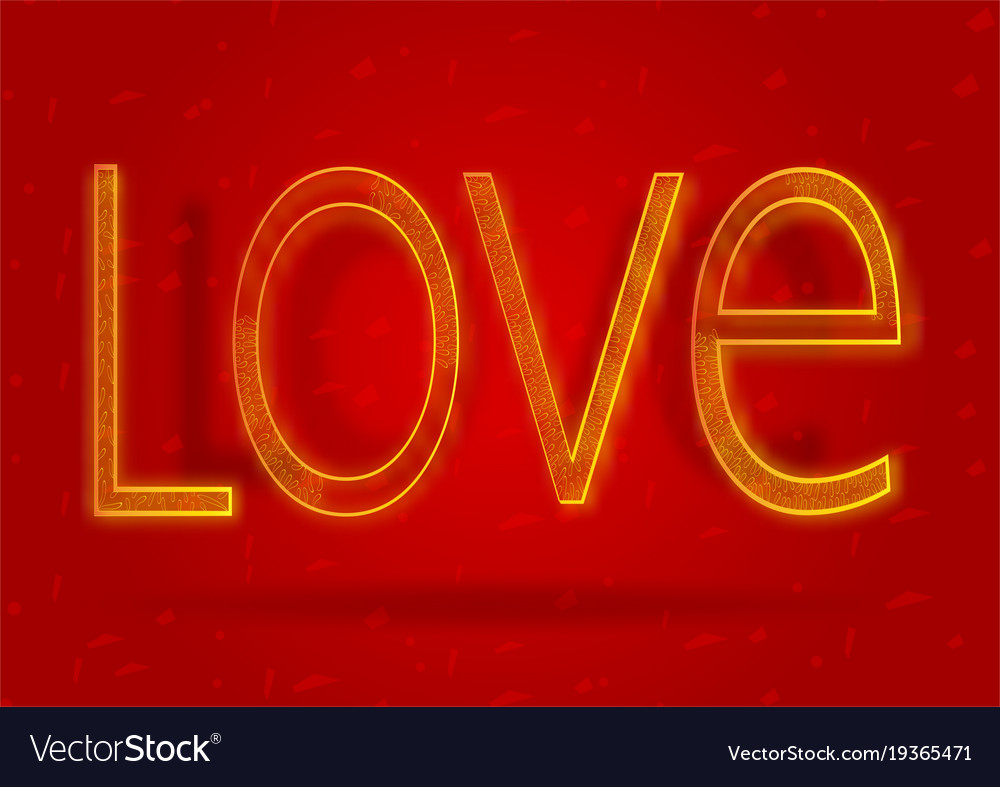 Golden typography text on red background