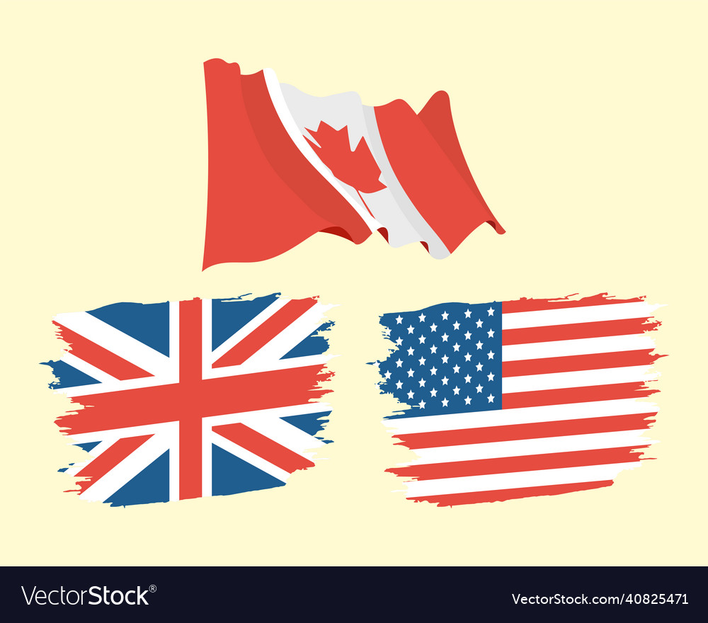 International Flags Three Icons Royalty Free Vector Image