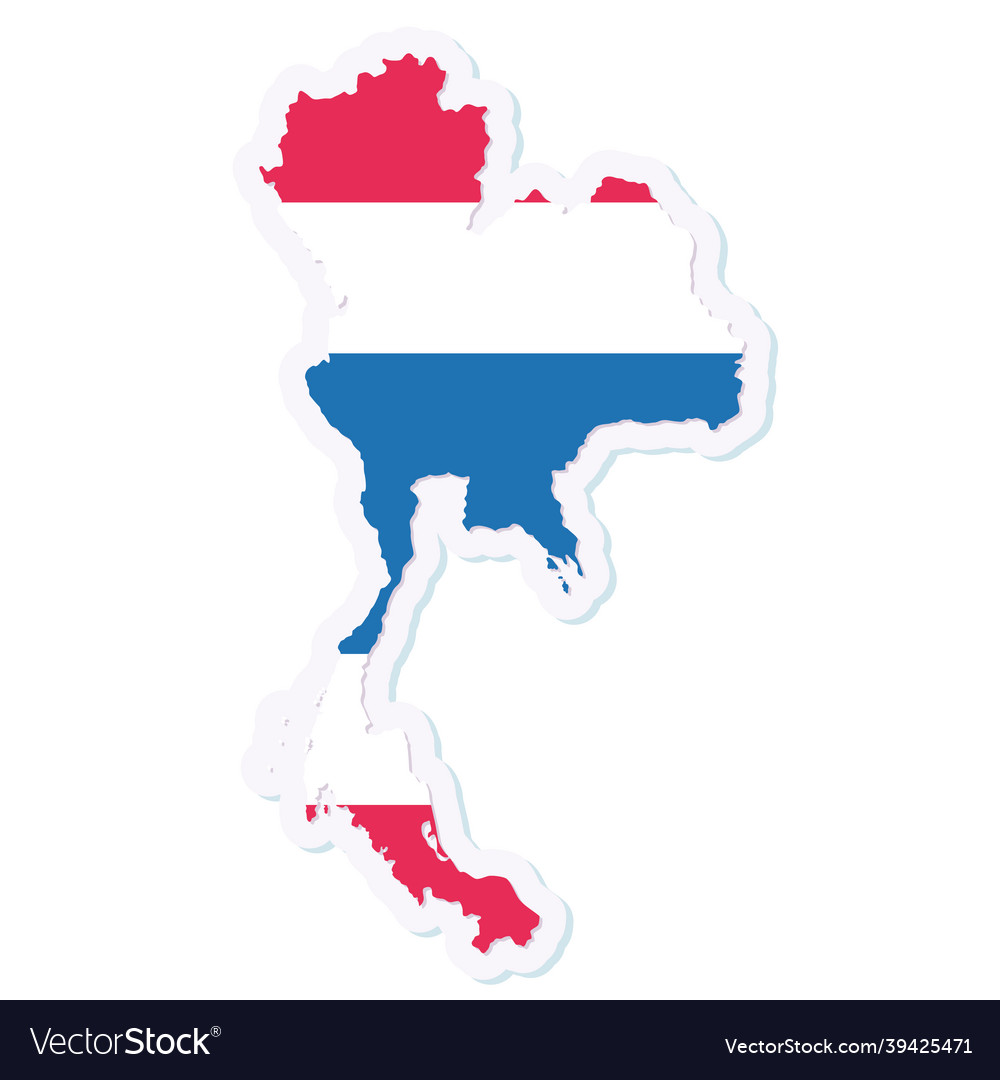 Isolated map of thailand with its flag