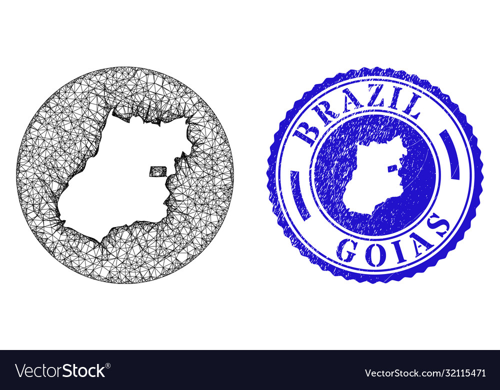 Mesh network inverted goias state map vector image Mesh network inverted goias state map