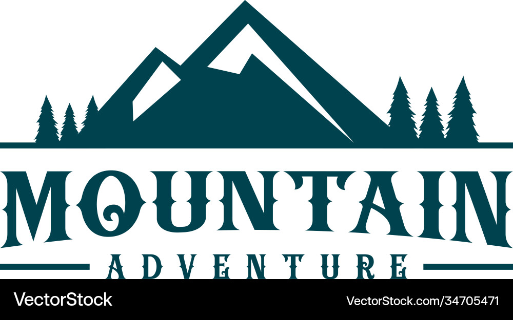 Mountain pine trees logo design concept Royalty Free Vector