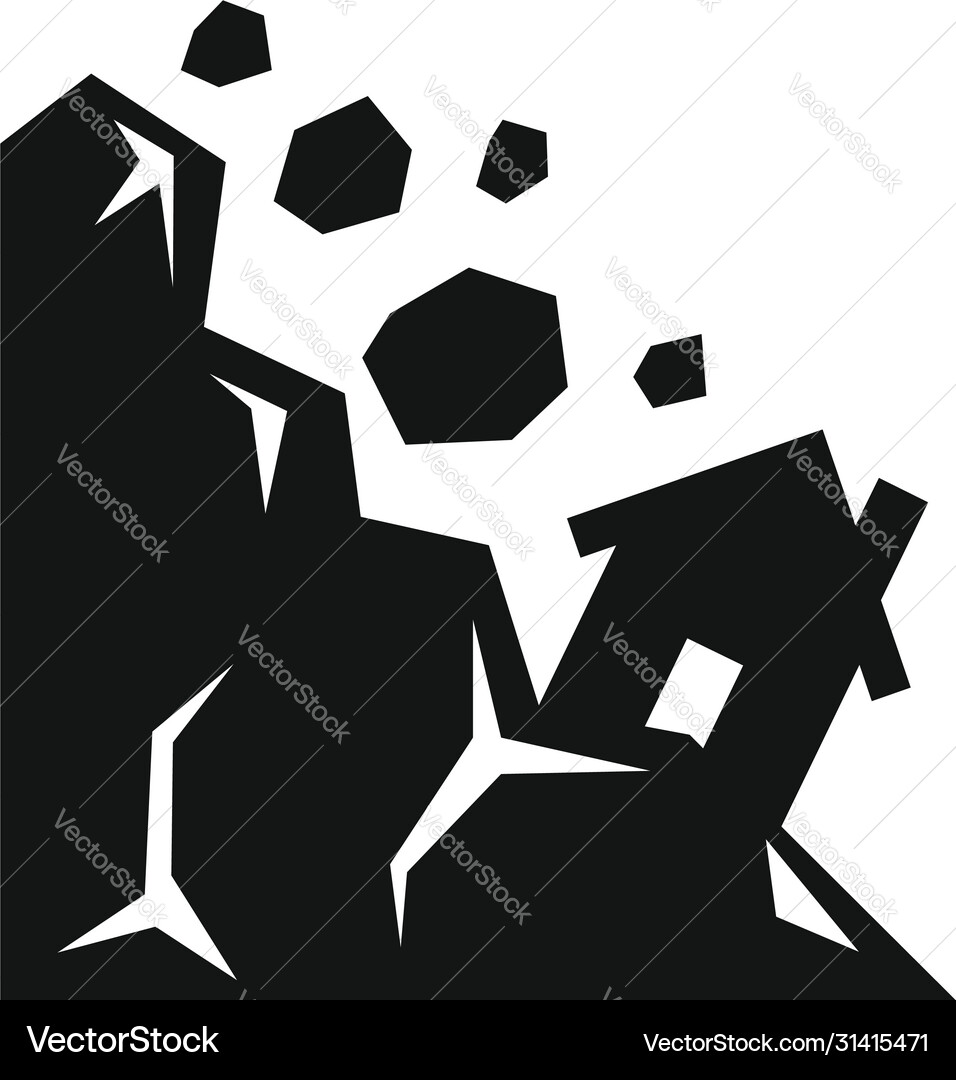 Road landslide icon simple style Royalty Free Vector Image
