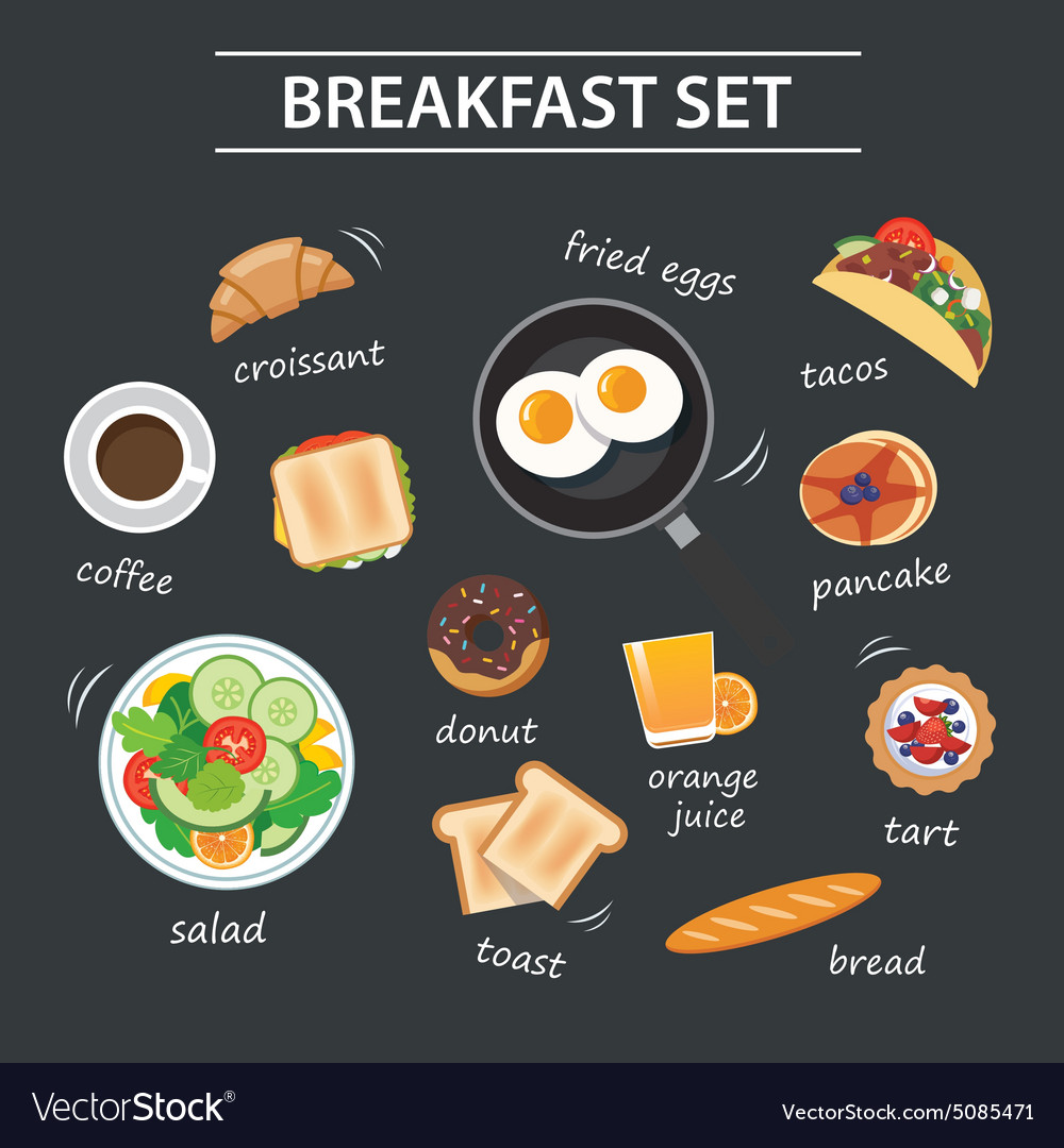 Set Breakfast Menu On Chalkboard Royalty Free Vector Image