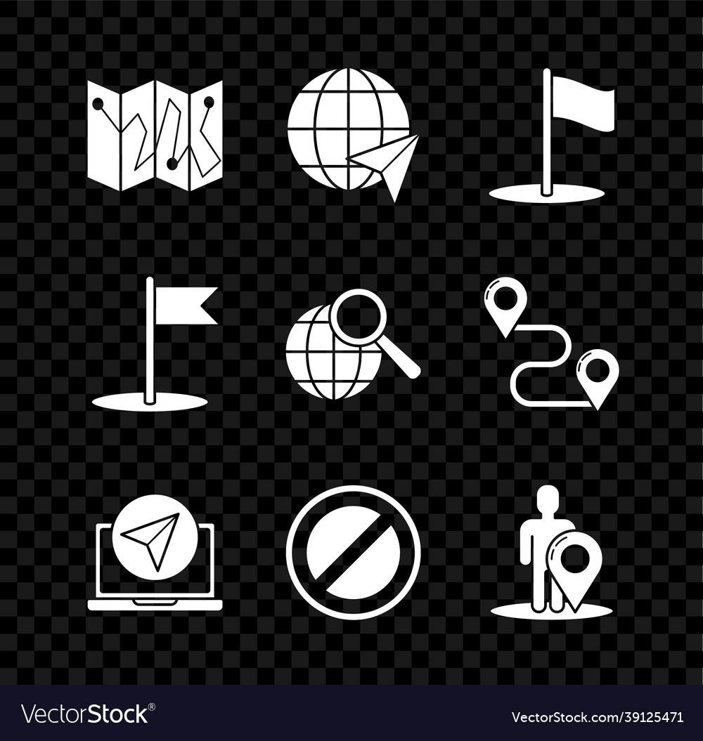 Set folded map with location marker vector image Set folded map with location marker