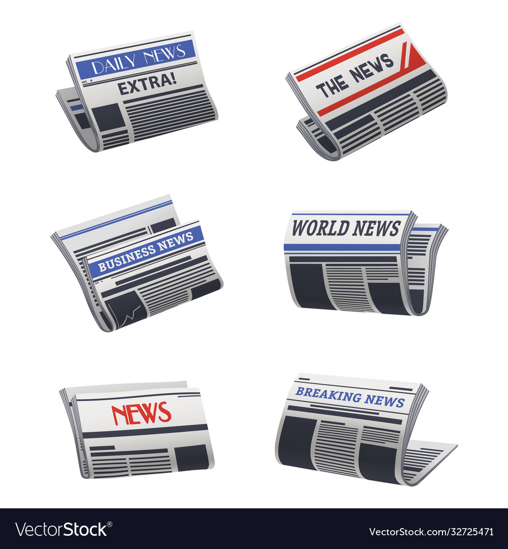 Set isolated newspaper icon paper media Royalty Free Vector