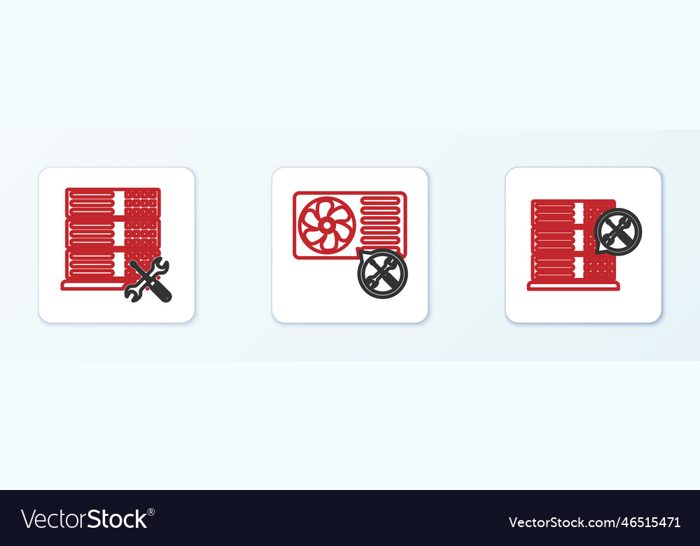 Set line database server service and air vector image Set line database server service and air