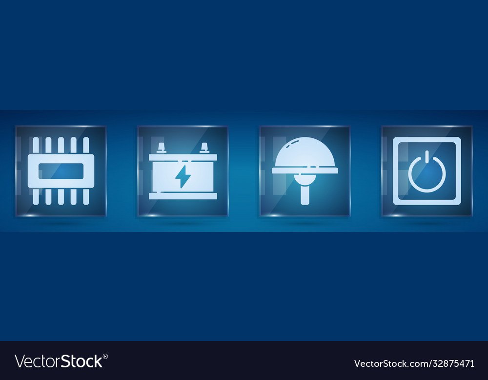 Set processor with microcircuits cpu car battery vector image Set processor with microcircuits cpu car battery