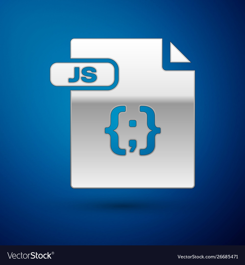 Silver js file document download button icon vector image Silver js file document download button icon