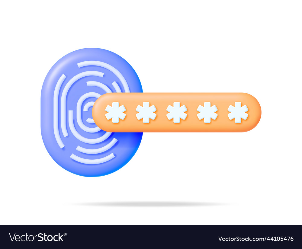 3D Locked Password & Fingerprint Icon