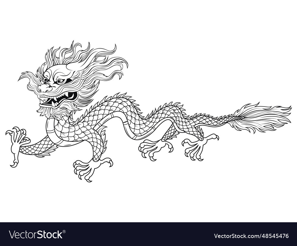 A chinese dragon black Royalty Free Vector Image