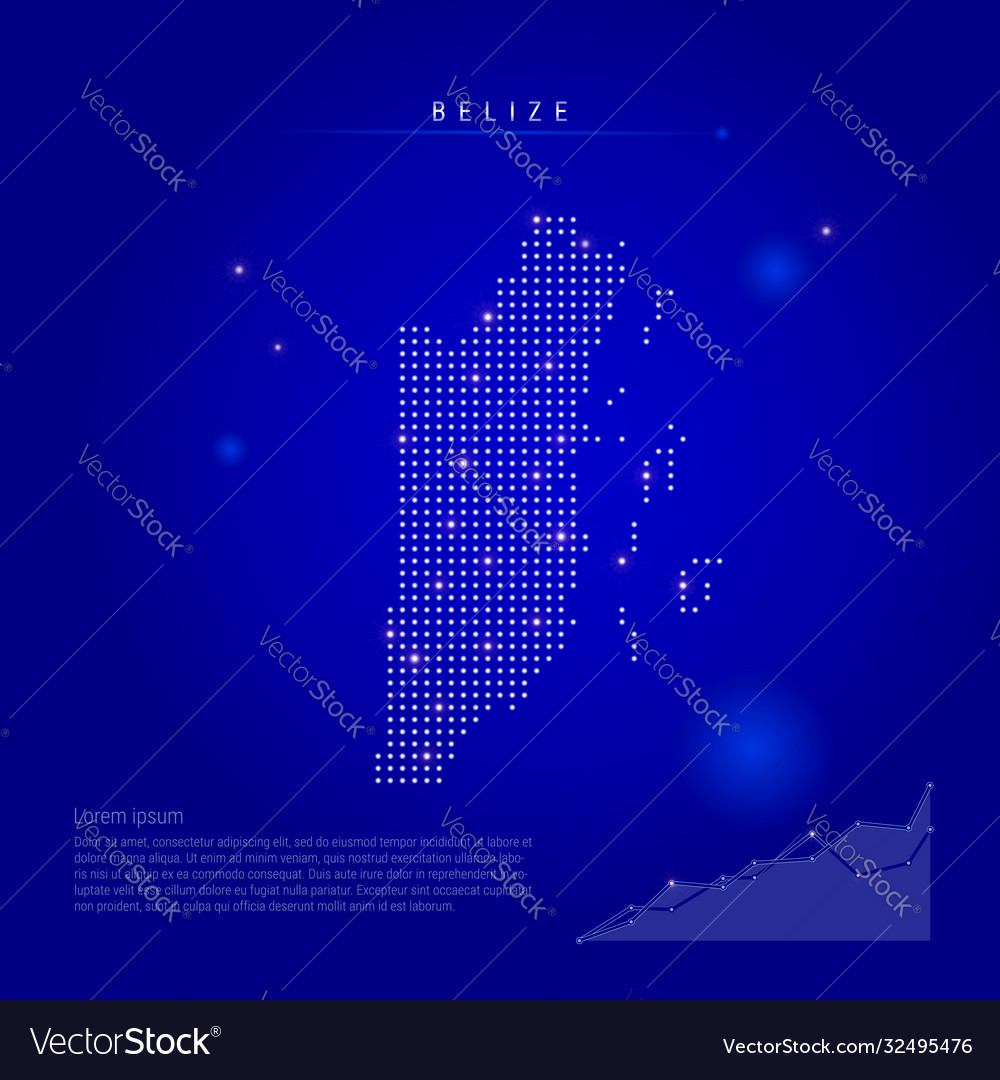 Belize illuminated map with glowing dots dark Vector Image