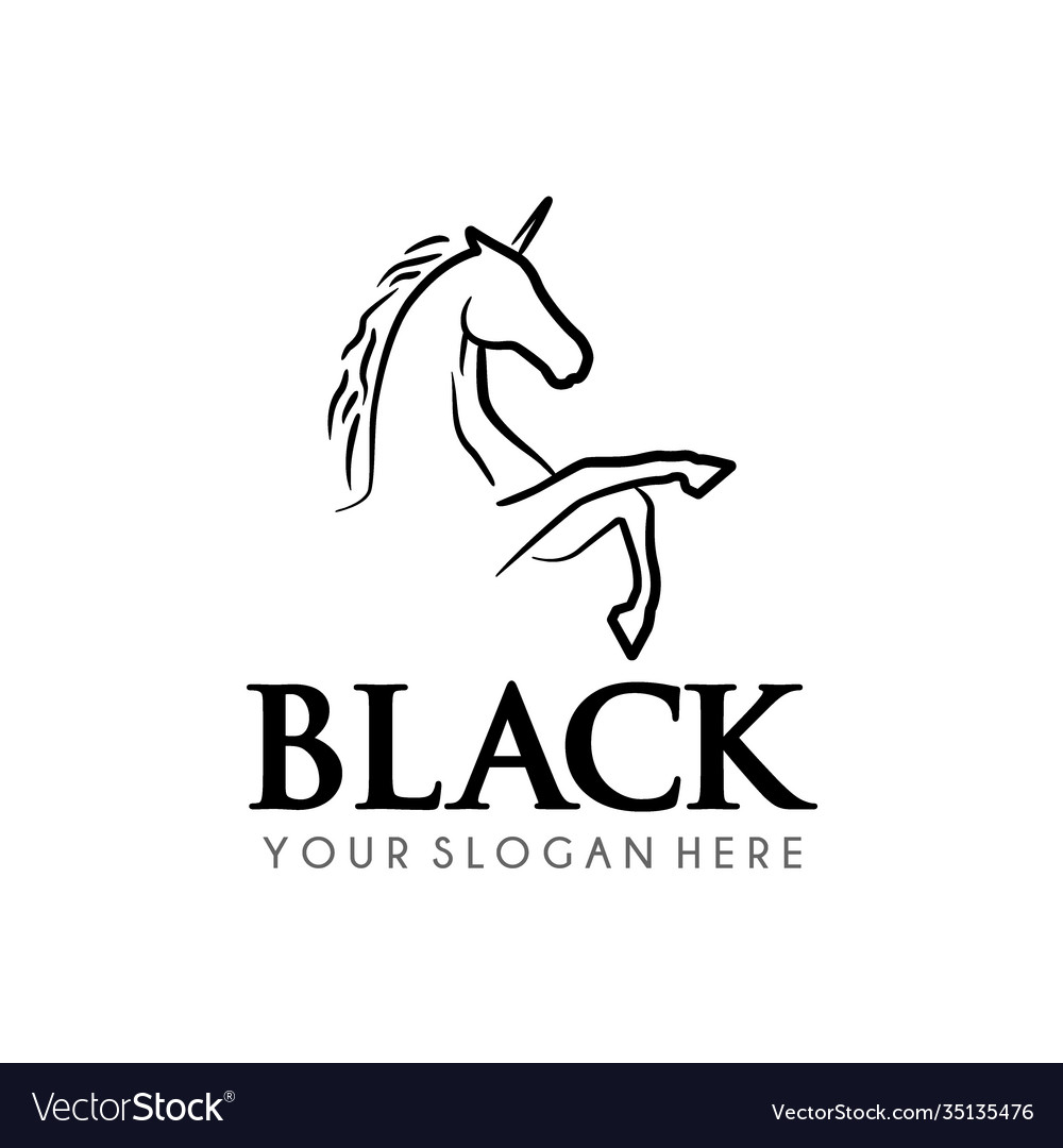 Black horse logo design unicorn