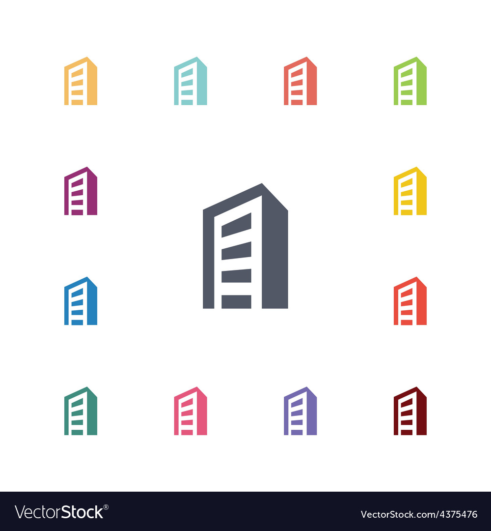 Building Flat Icon Set – Modern Architecture