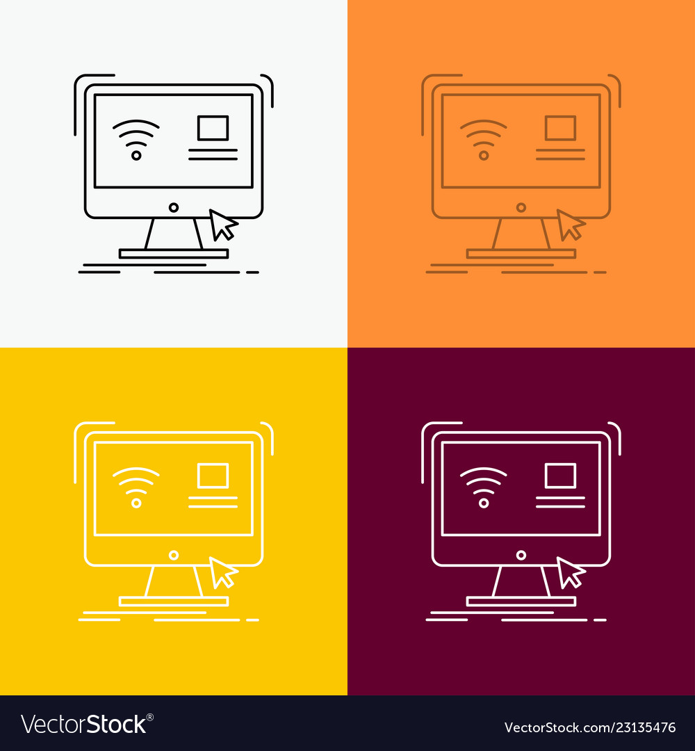 Control computer monitor remote smart icon over vector image Control computer monitor remote smart icon over