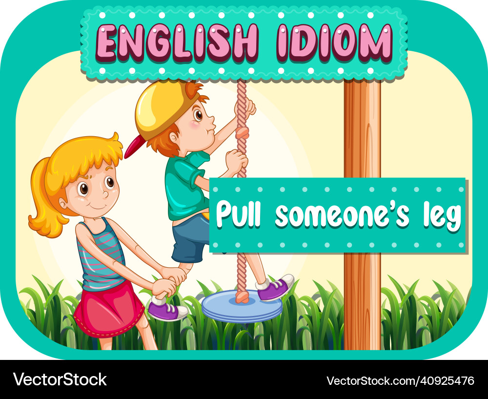 English idiom with picture description for pull Vector Image