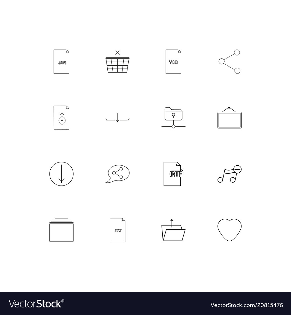 Files and folders sign linear thin icons set