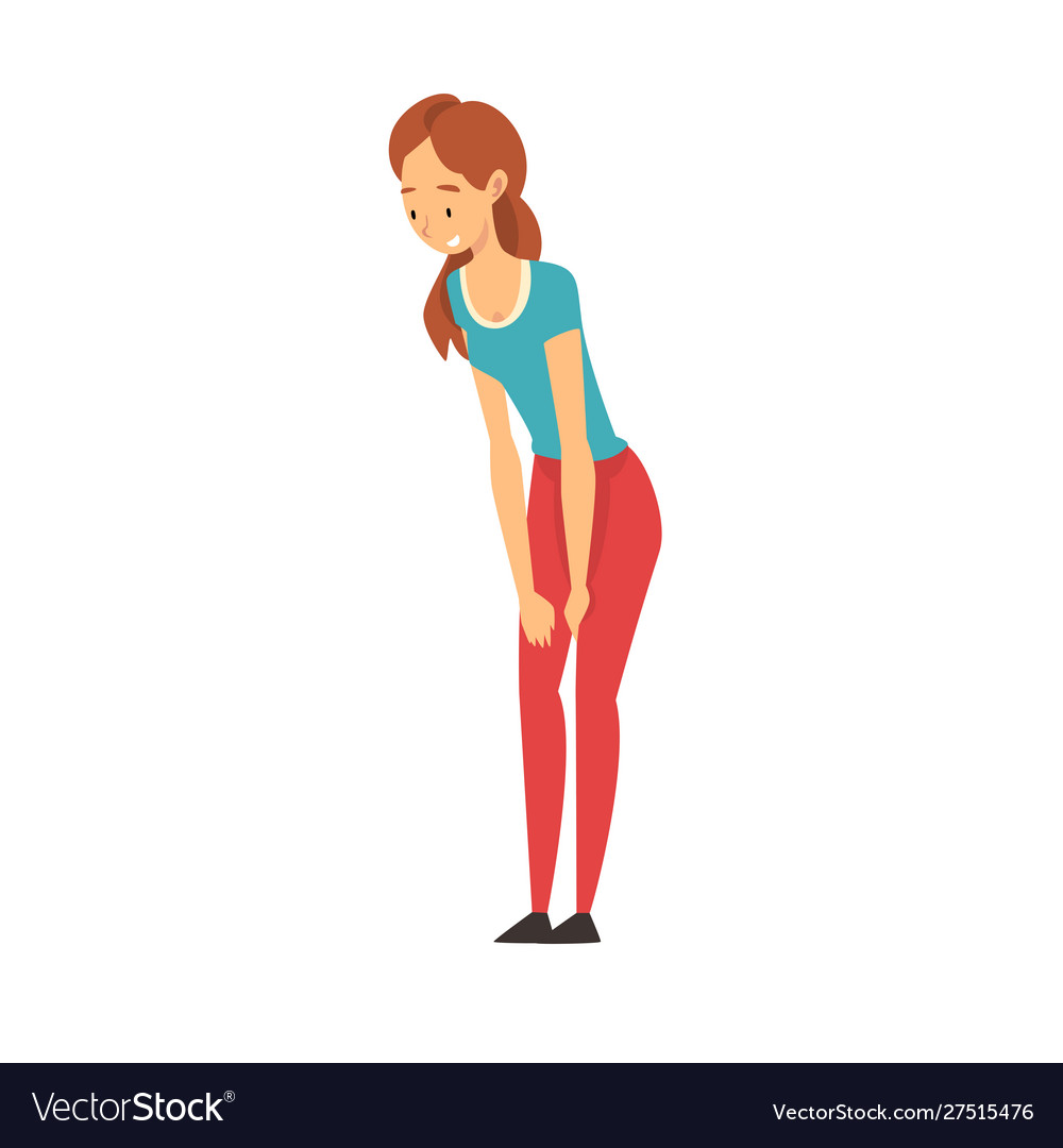 Girl Holds Hands On Her Knees Cartoon Royalty Free Vector