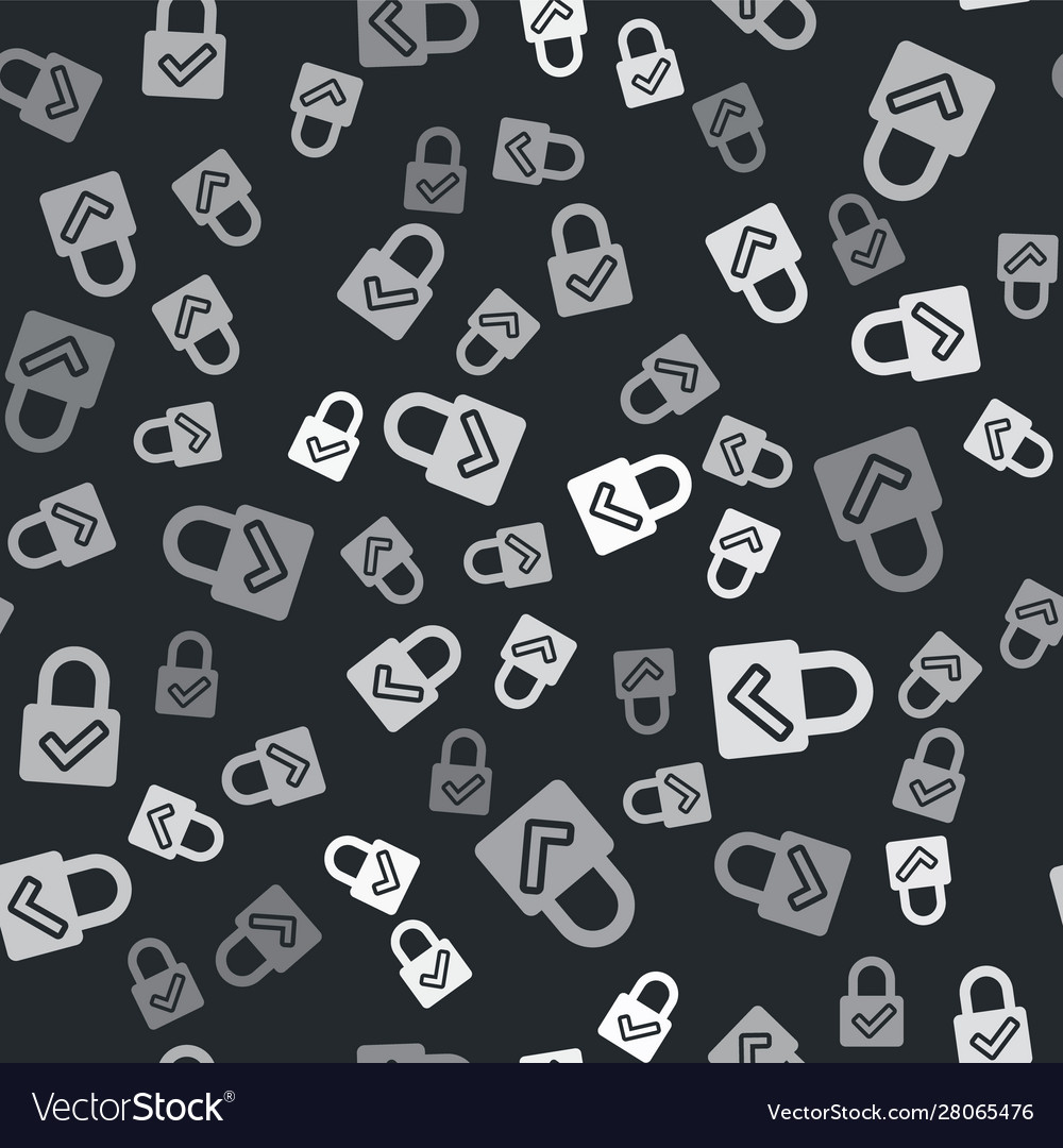 Grey open padlock and check mark icon isolated vector image Grey open padlock and check mark icon isolated
