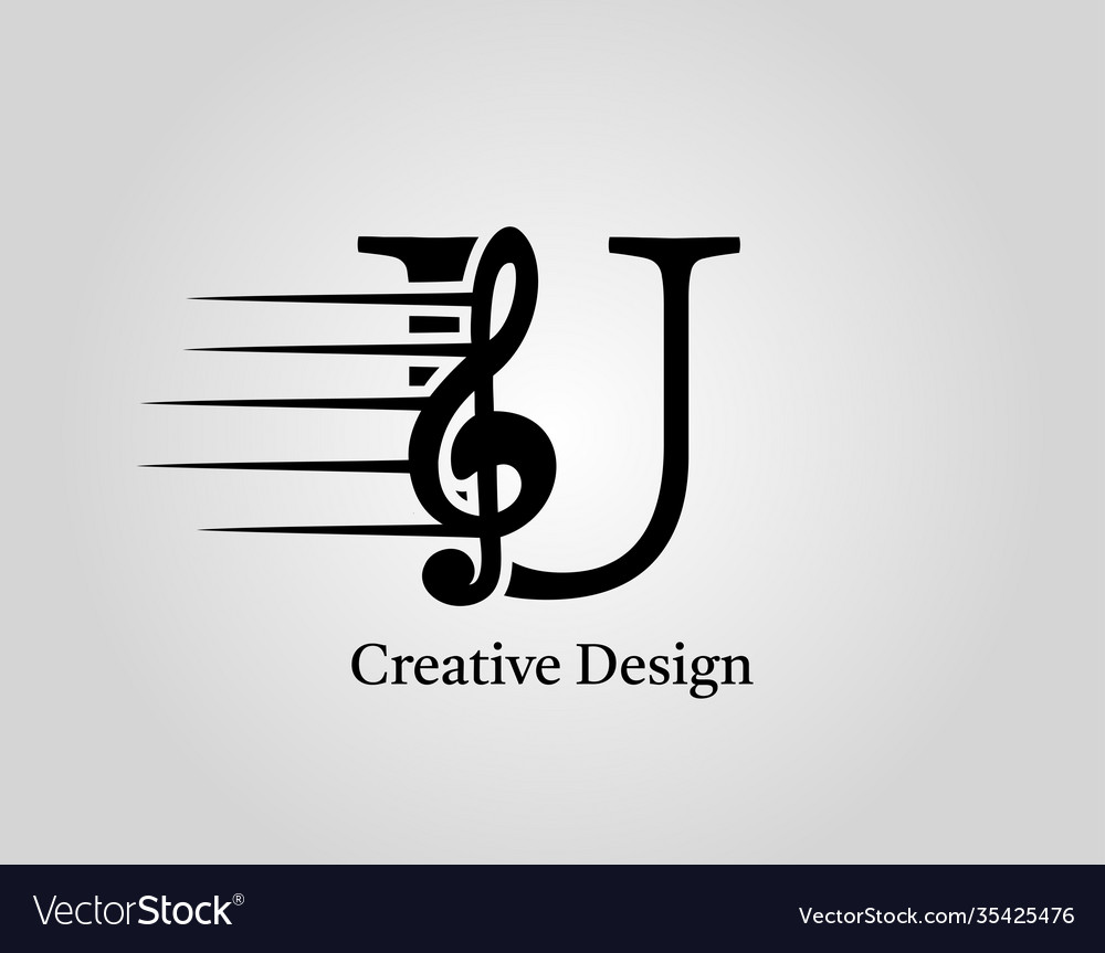 Key note u letter logo music note on initial u Vector Image