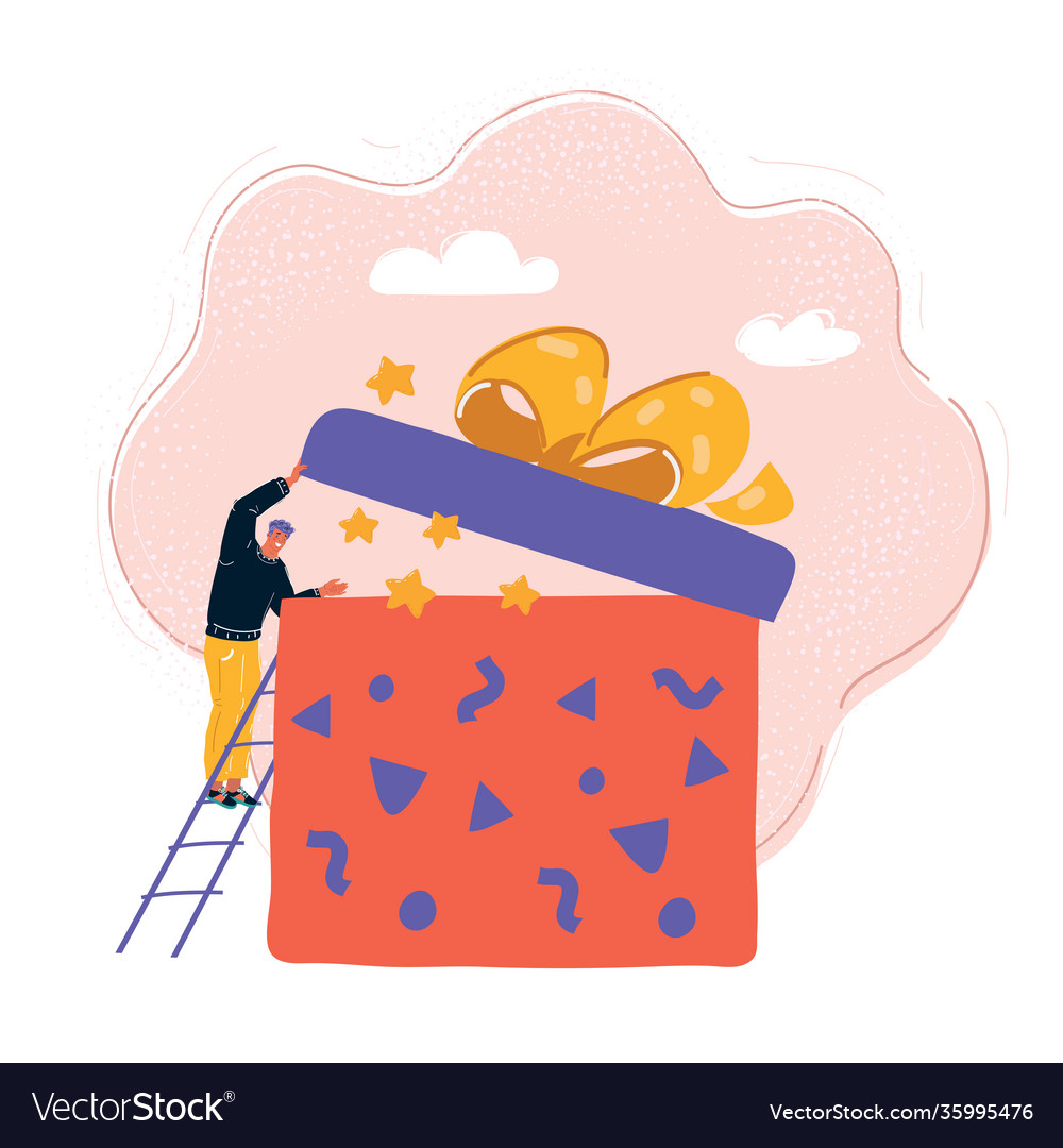 Man unpacking ig giant Royalty Free Vector Image