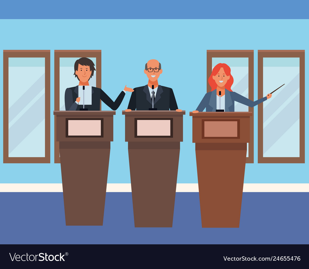 People in podiums Royalty Free Vector Image - VectorStock