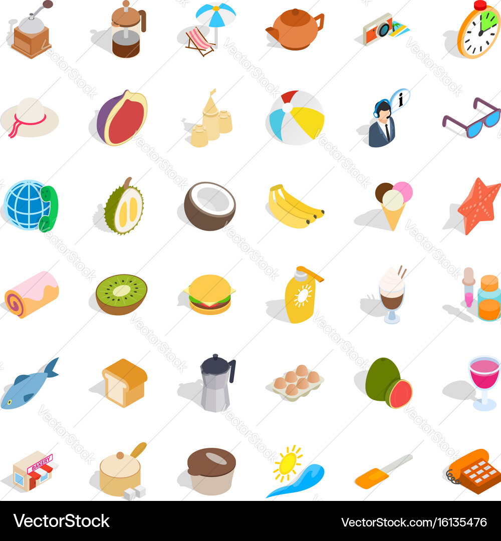 Rest icons set isometric style Royalty Free Vector Image