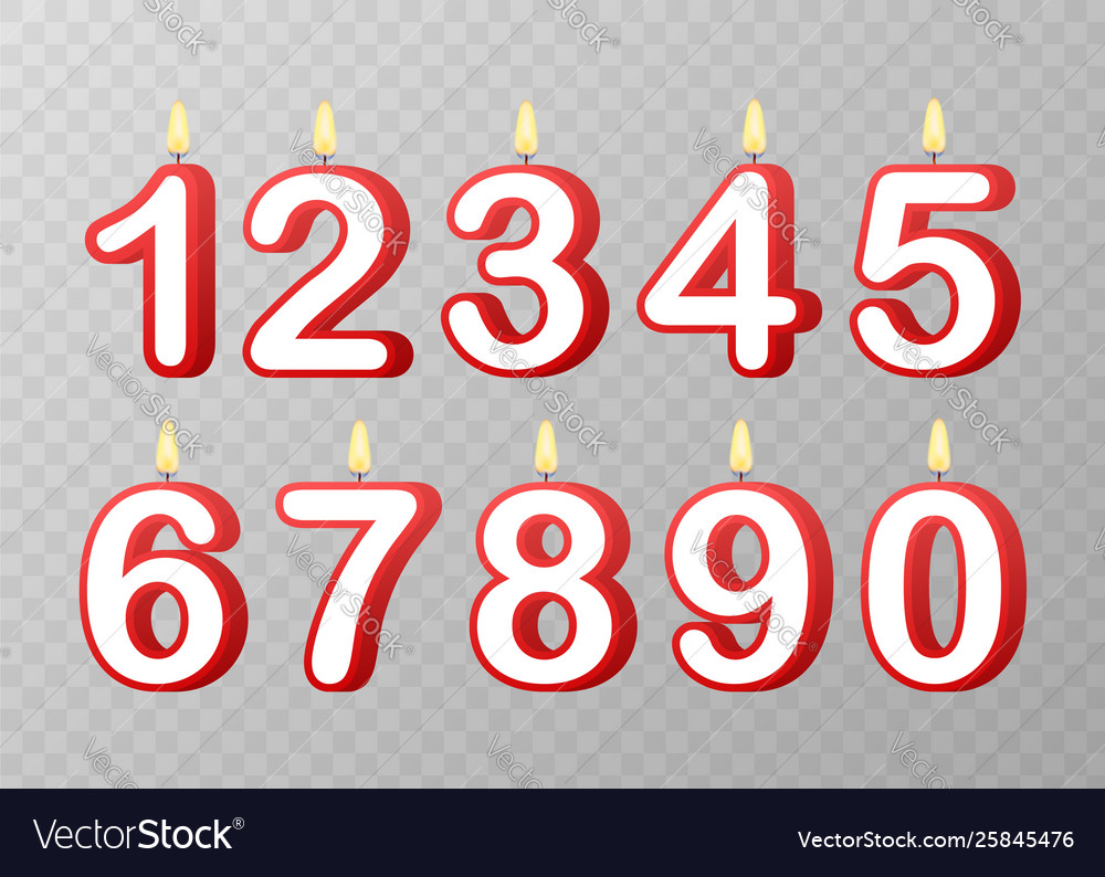 Set happy birthday candle numbers stock Royalty Free Vector