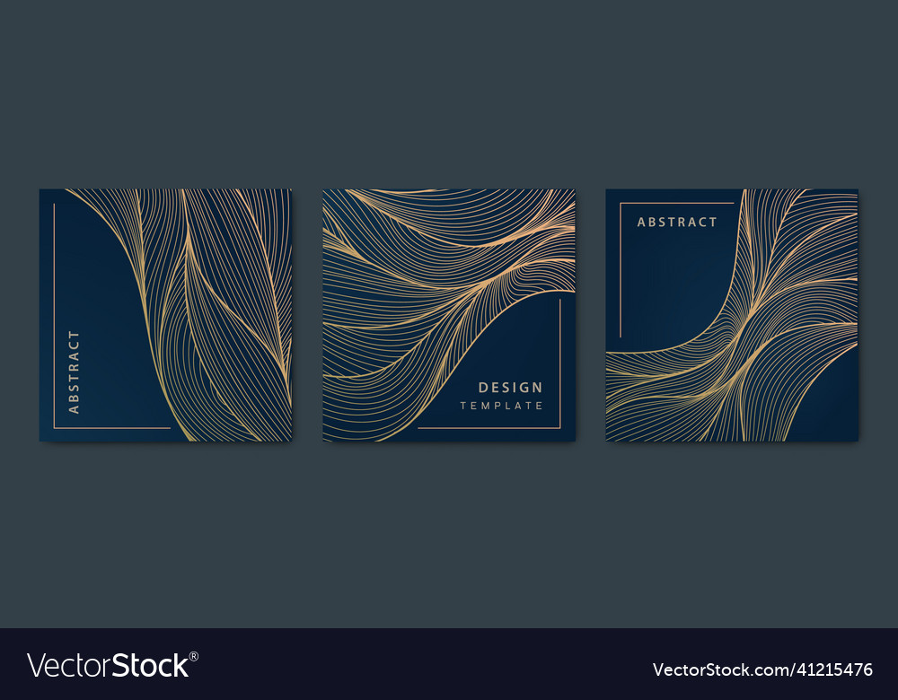 Set of abstract luxury golden square cards Vector Image