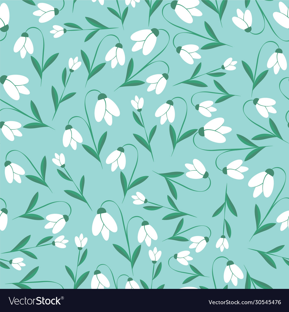 Snowdrops pattern flower seamless botanic texture vector image Snowdrops pattern flower seamless botanic texture
