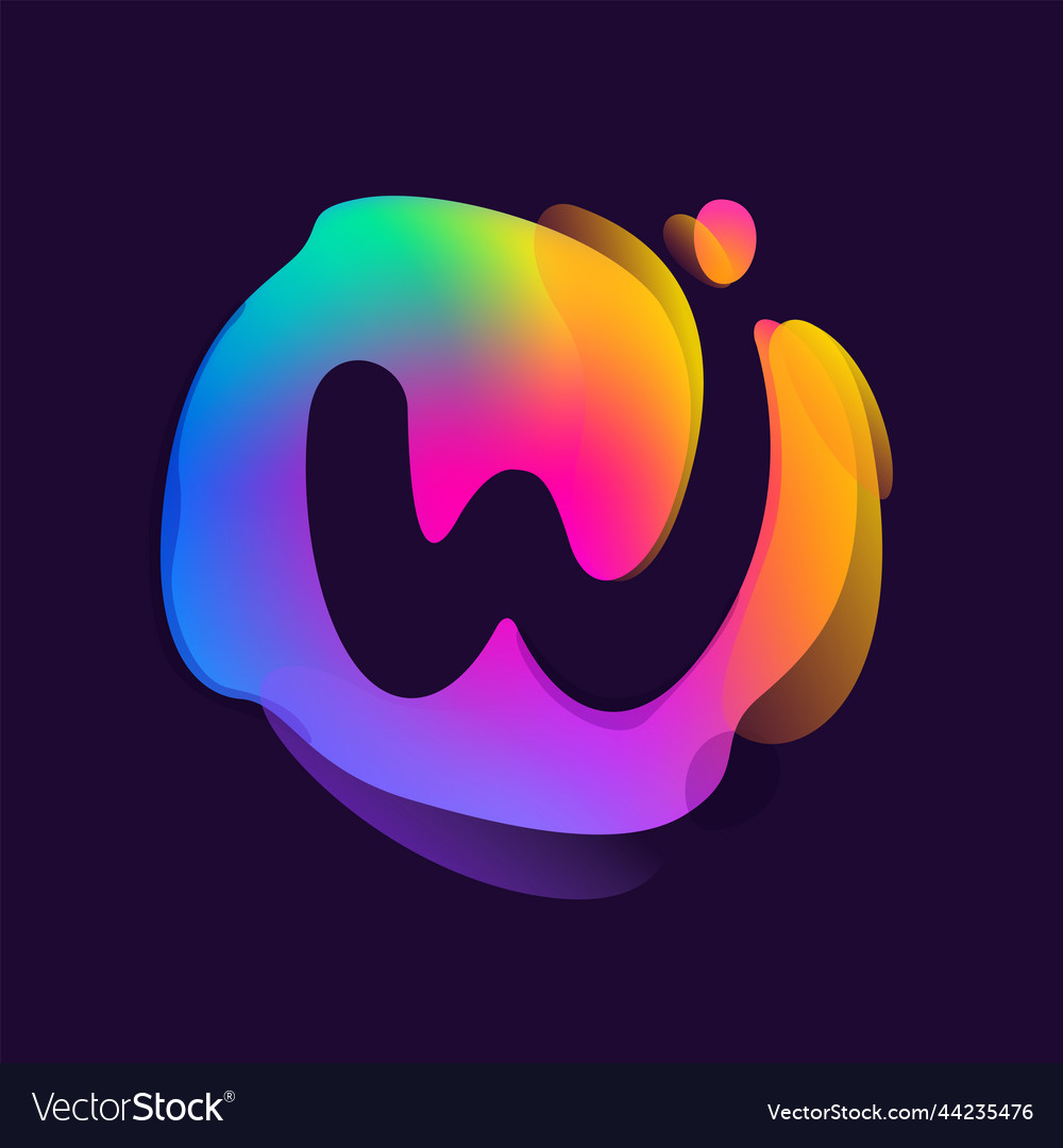 W letter logo in multicolor gradient splash blot