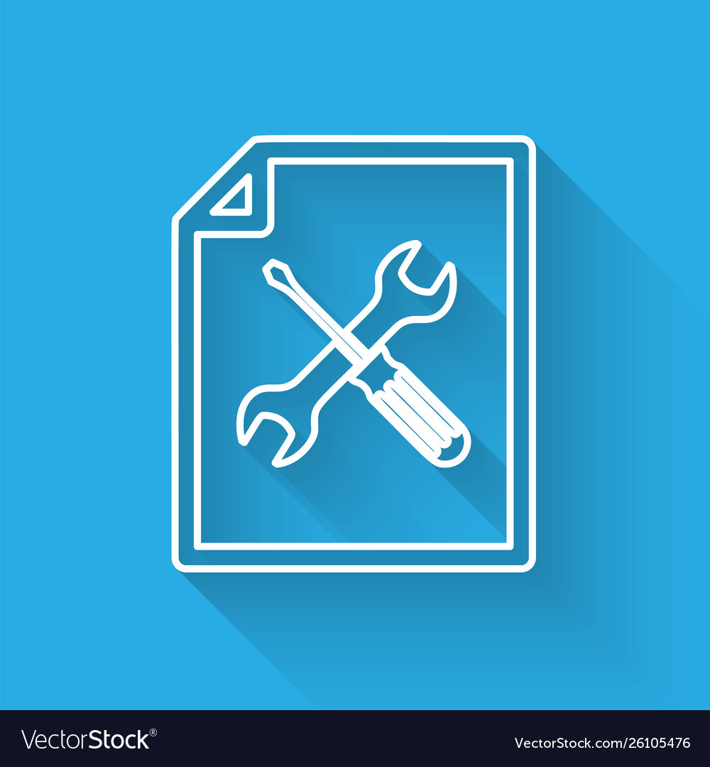 White line file document with screwdriver vector image White line file document with screwdriver